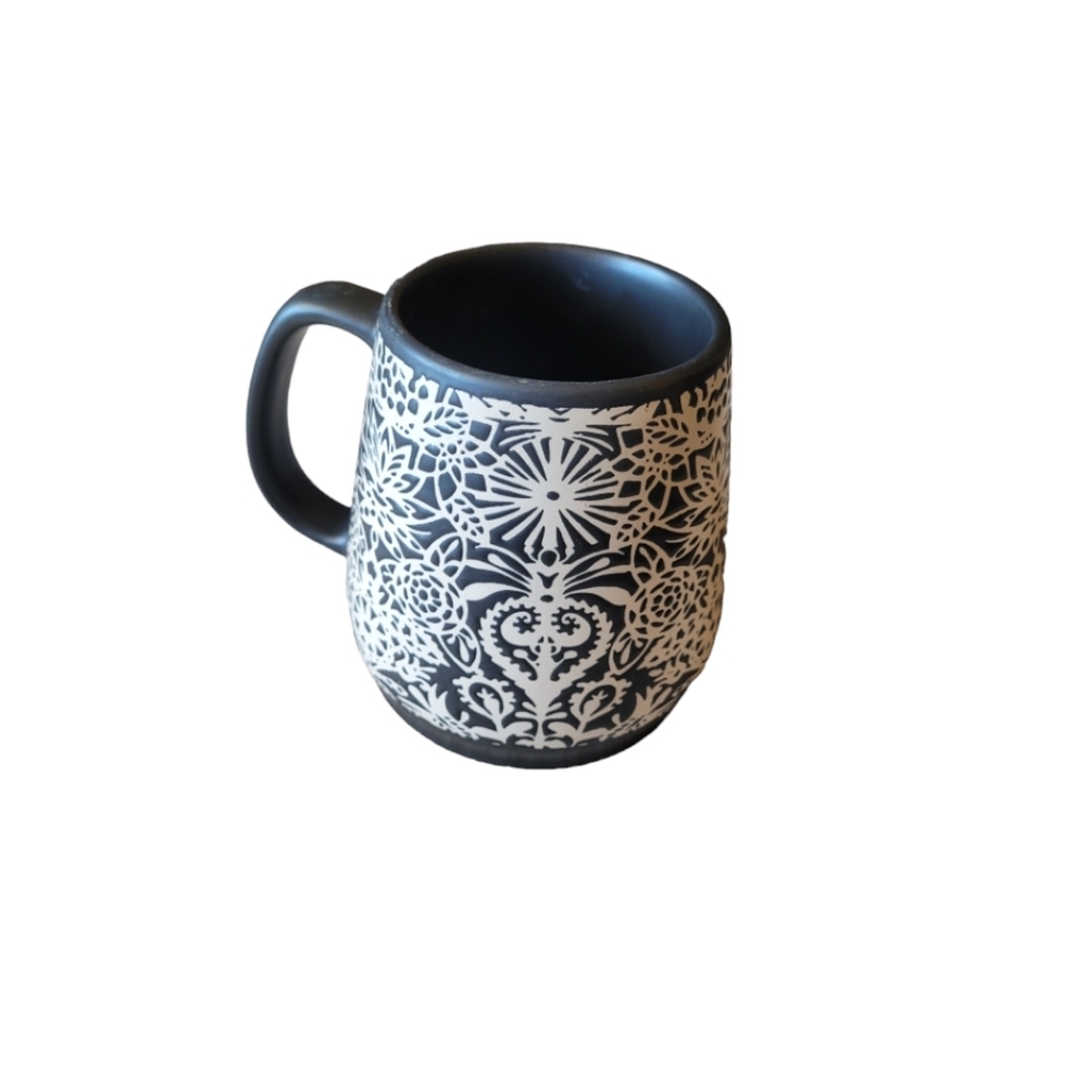 Opal House Stoneware Brown and Ivory 5" Coffee Mug with Floral Pattern - Picture 2 of 4